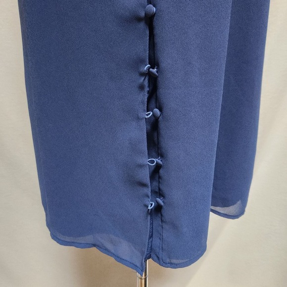 NWOT Navy Blue Naked Zebra S Slip Dress Spaghetti Strap Ties Front Button Detail - Picture 3 of 6